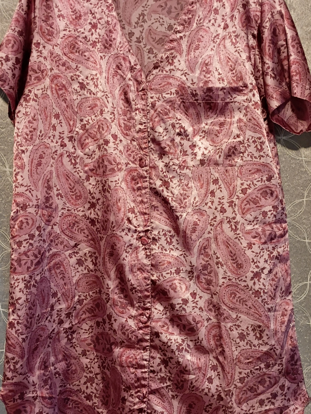 Pink Paisley ~Sleeve Button Up Slip